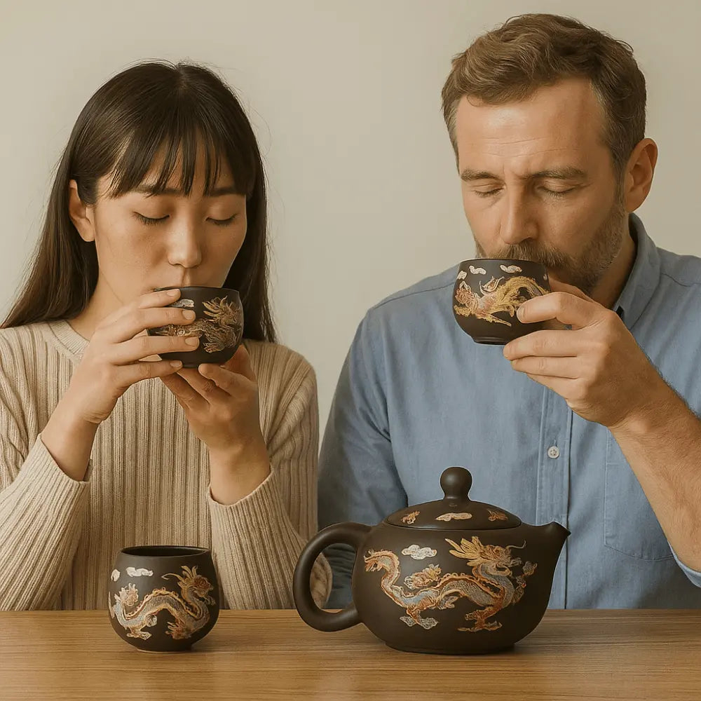 Renk Değiştiren Ejderha & Anka Kuşu Yixing Çaydanlık Seti (El Yapımı) - VALTEAproduct_type