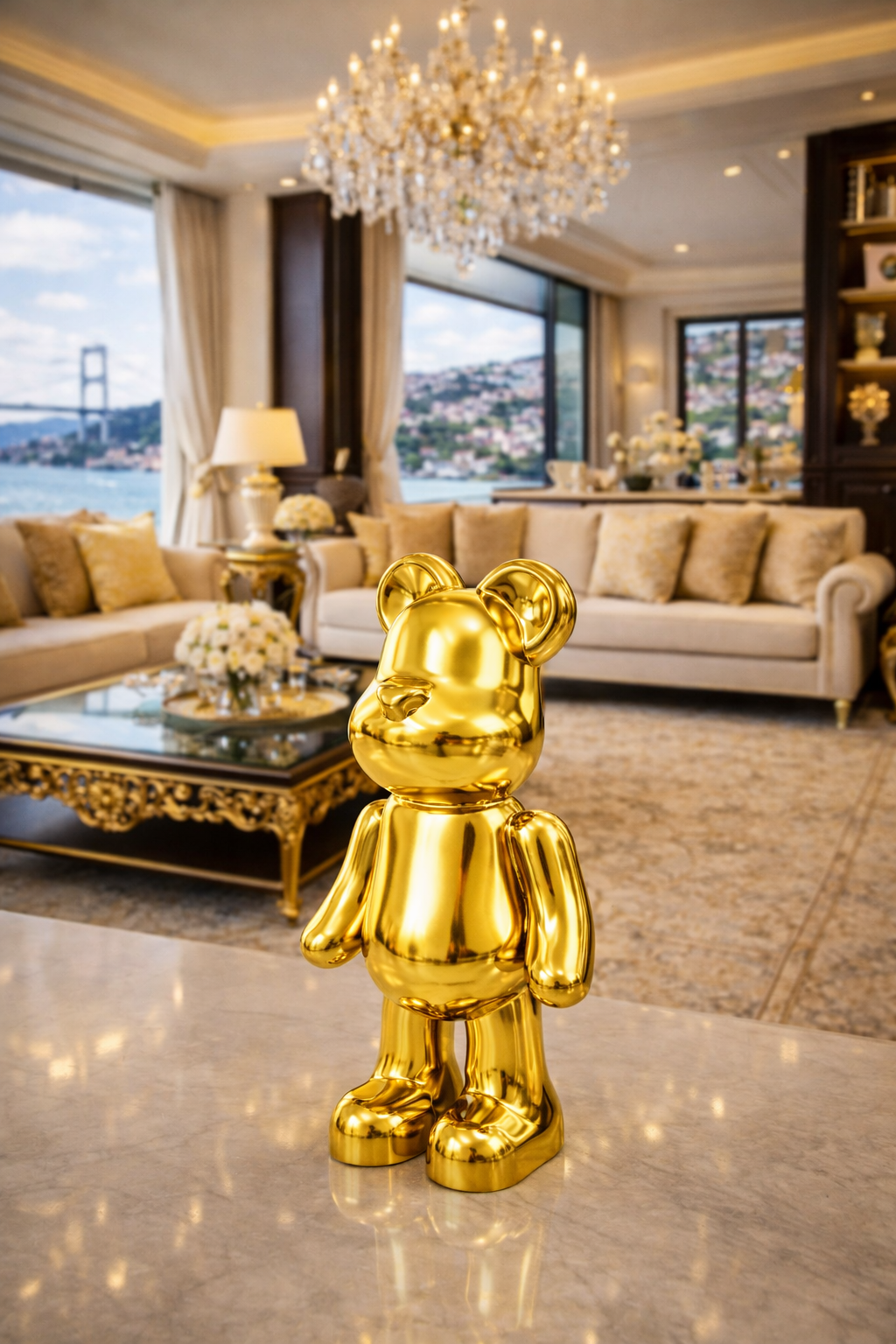 Valtea PopArt GlossyBear Lüks Ayı Figür – 40 / 55 / 75 cm – Black / Gold / Silver