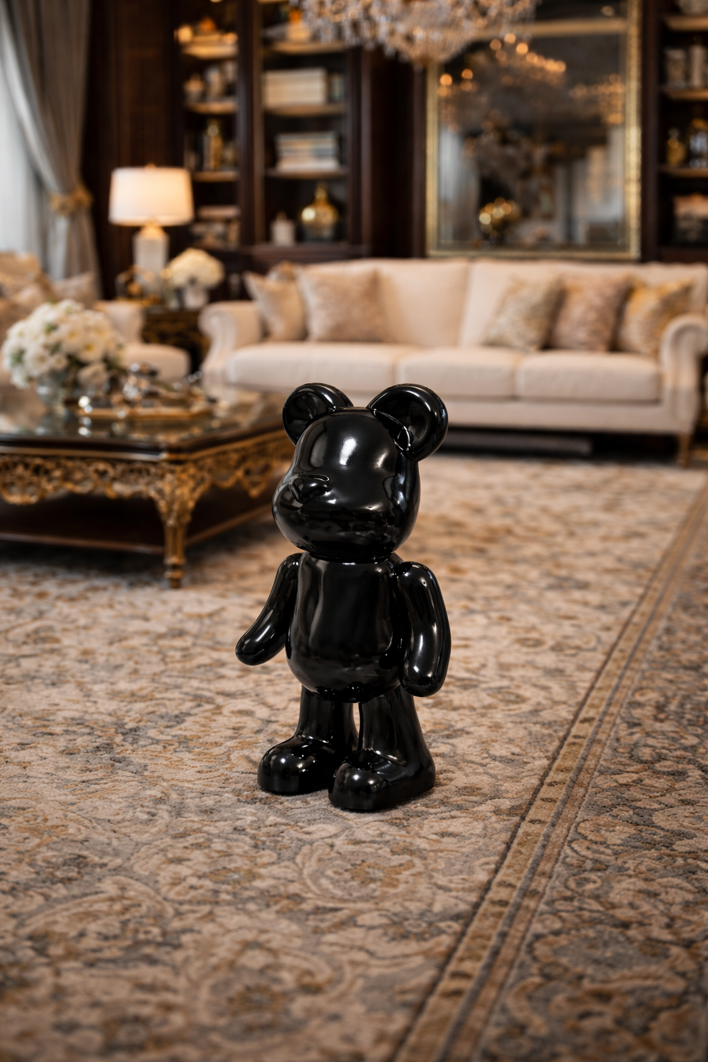 Valtea PopArt GlossyBear Lüks Ayı Figür – 40 / 55 / 75 cm – Black / Gold / Silver