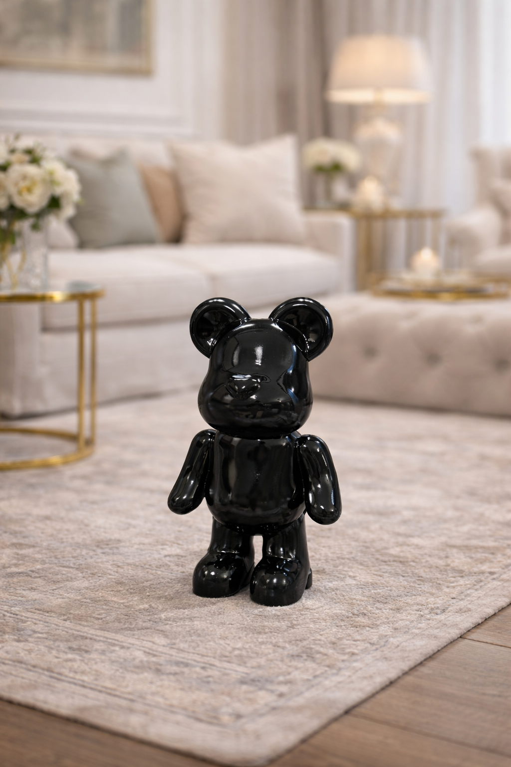 Valtea PopArt GlossyBear Lüks Ayı Figür – 40 / 55 / 75 cm – Black / Gold / Silver