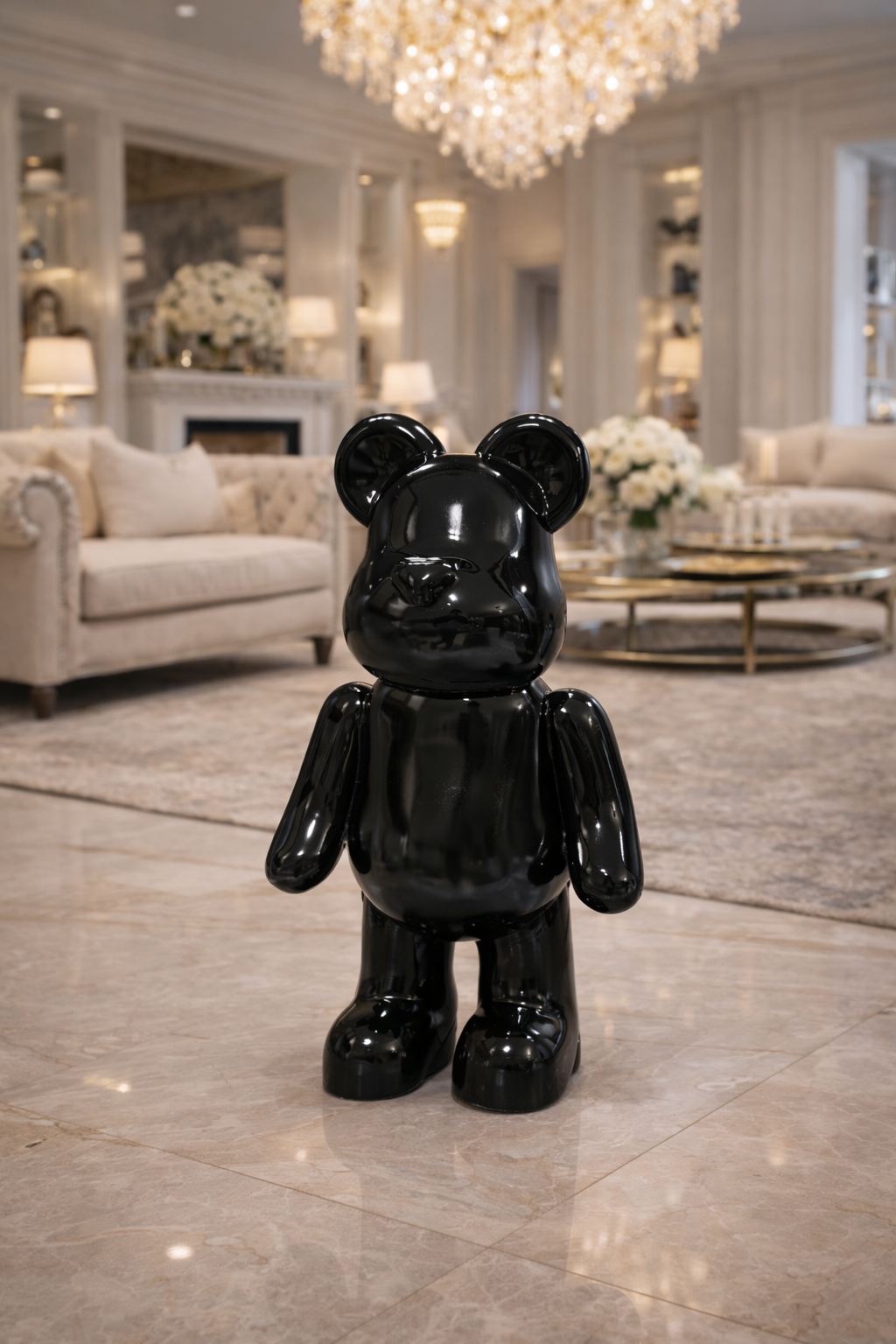 Valtea PopArt GlossyBear Lüks Ayı Figür – 40 / 55 / 75 cm – Black / Gold / Silver