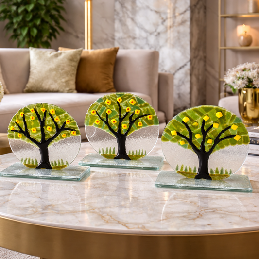 ديكور زجاجي على شكل شجرة الحياة – ديكور طاولة فني مصنوع يدويًا